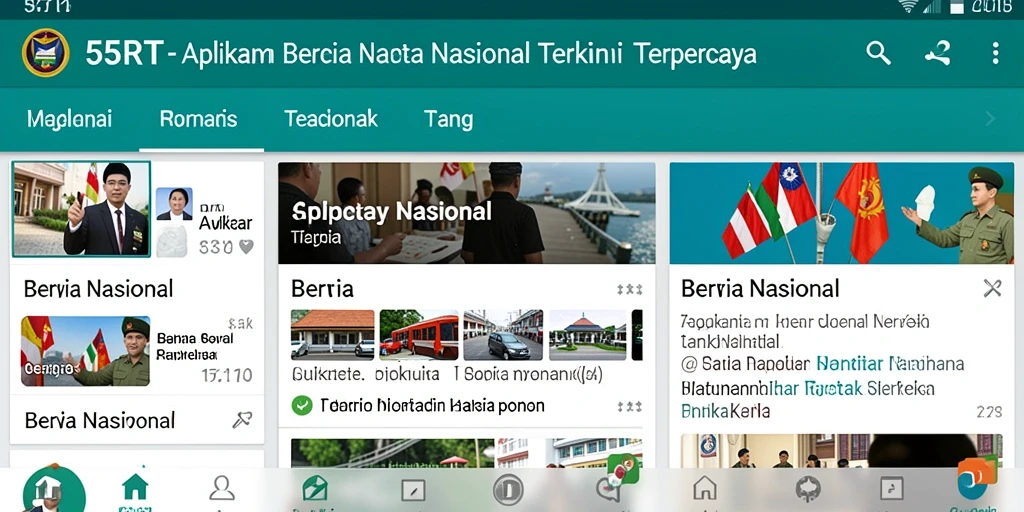 Antarmuka 55RT menampilkan berita nasional dengan desain yang menarik.