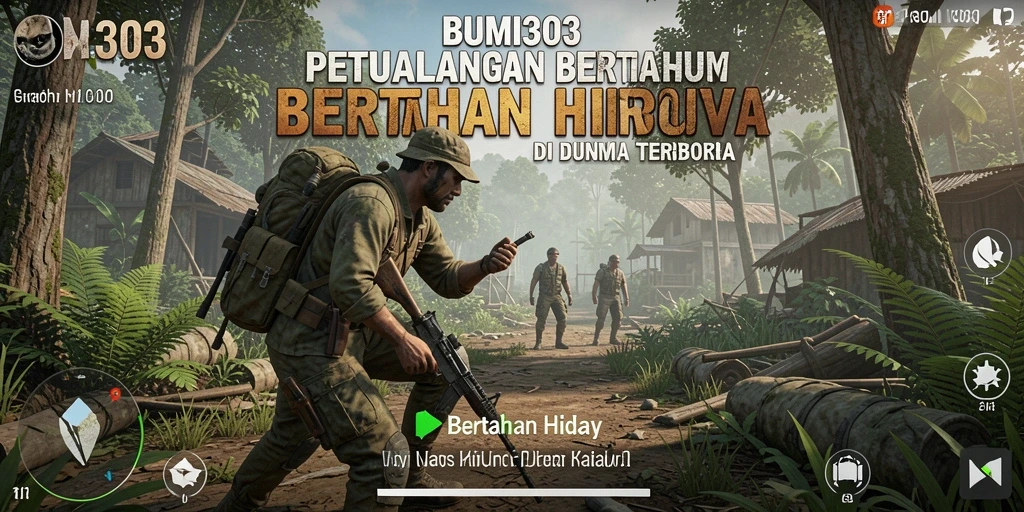 Tampilan antarmuka BUMI303 dengan dunia Bertahan Hidup yang mengesankan.