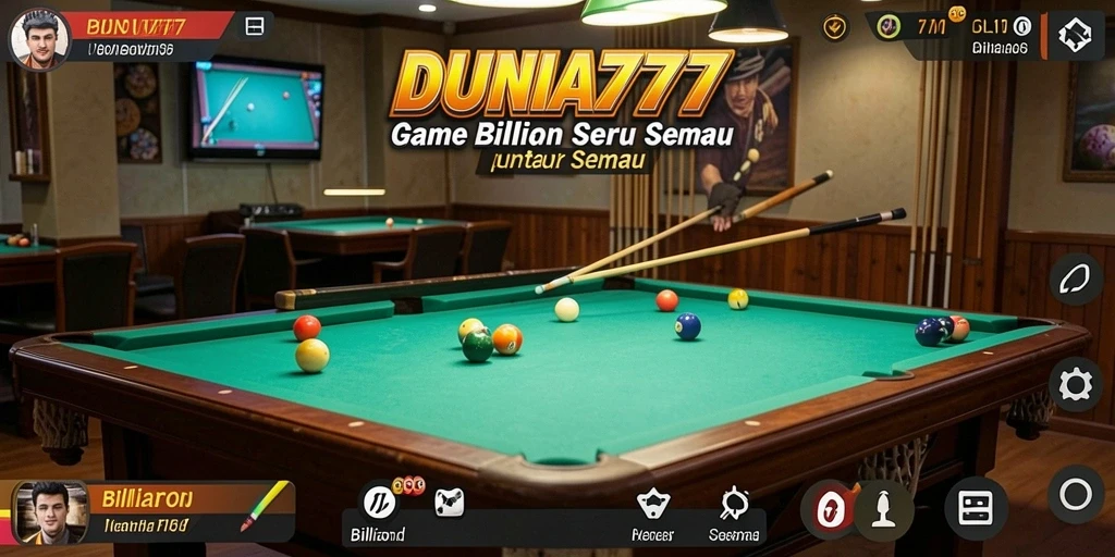 Tampilan antarmuka DUNIA777 yang menarik dan fungsi dalam game billiard.