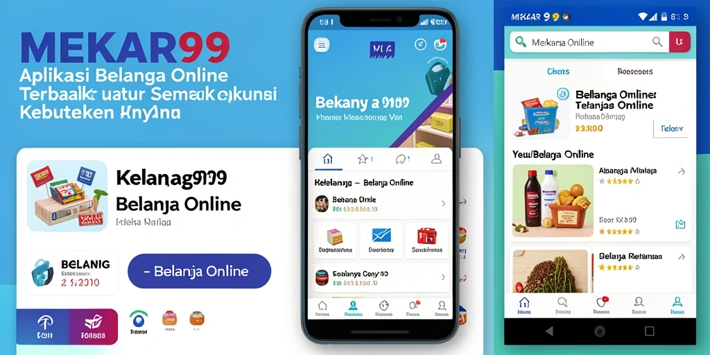 Screenshot utama MEKAR99 menampilkan antarmuka sederhana dan mudah digunakan untuk Belanja Online.