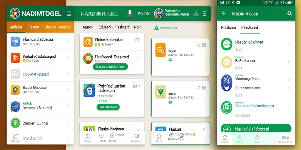 Screenshot antarmuka utama NADIMTOGEL menampilkan fitur Flashcard.