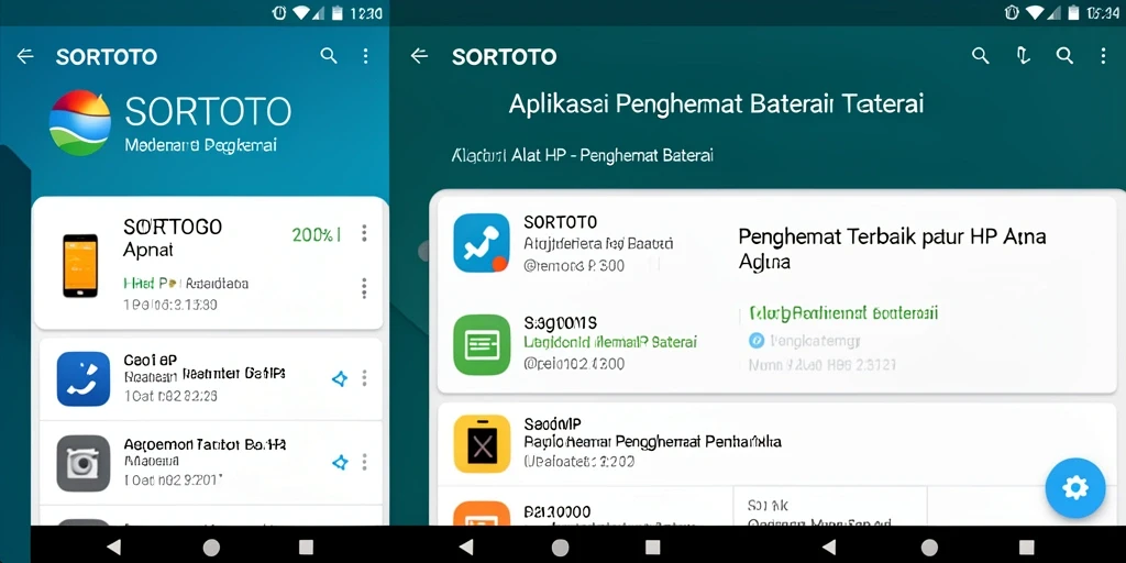 Tampilan antarmuka SORTOTO yang intuitif dan mudah digunakan untuk penghematan baterai.