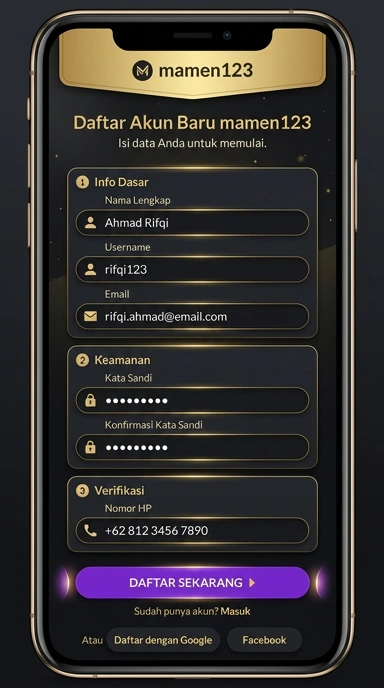 Panduan Registrasi Akun Baru mamen123 untuk Pengguna Android